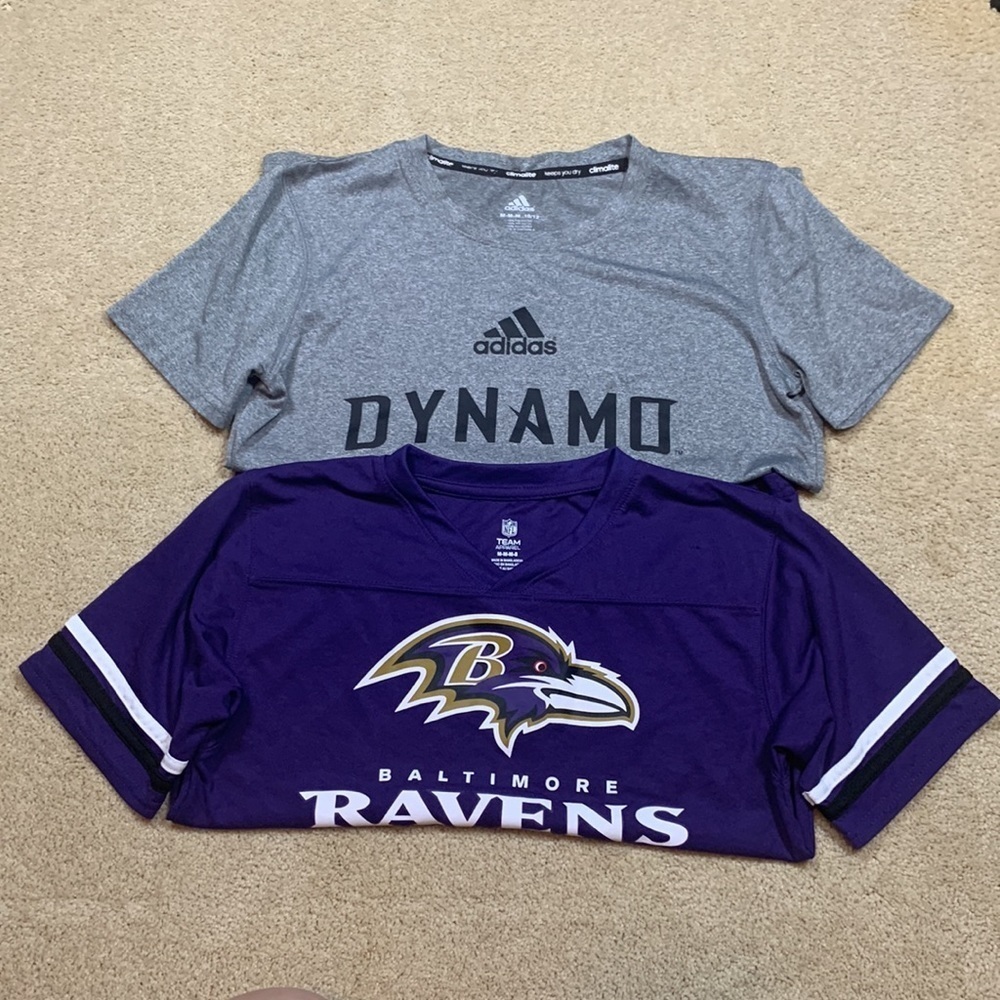 Sports Tee Shirts Youth M Medium Ravens and Dynamo Teams Tees Super Bowl
